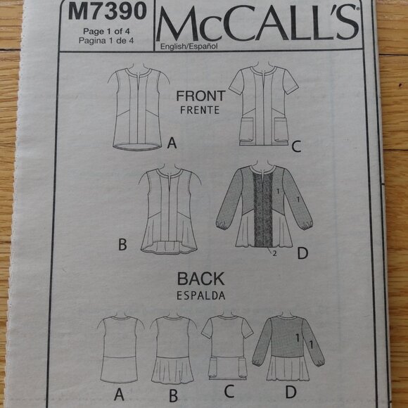 Plus Size 14-22 Pullover Tops Sewing Pattern Semi-Fitted UNCUT McCall's 7390 - Picture 8 of 9